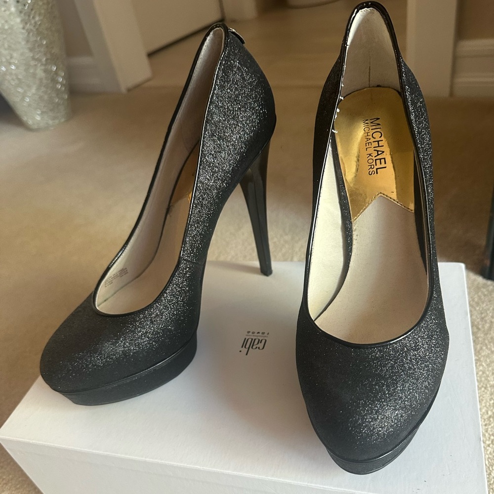 Michael Kors Black Sparkle Platform Pump